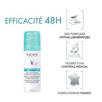 Vichy Deodorant Anti-Transpiratie Anti-Witte en Gele Vlekken 48h 125 ml spray
