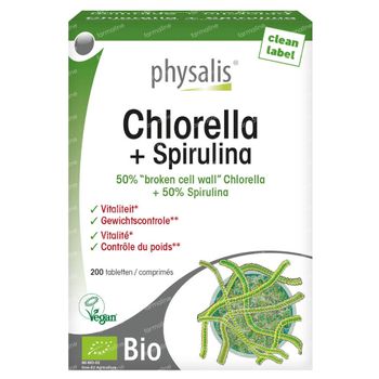 Physalis Chlorella + Spirulina Bio 200 tabletten