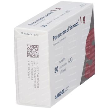 Paracetamol Sandoz 1g 30 tabletten