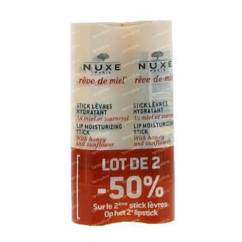 Nuxe Rêve de Miel Baume Levres Hydratant DUO 2ième à 50% 4 g stick