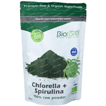 Biotona Bio Chlorella + Spiruline En Poudre Raw 200 g poudre
