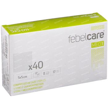 Febelcare Gaaskompressen Steriel 5x5cm 40 st