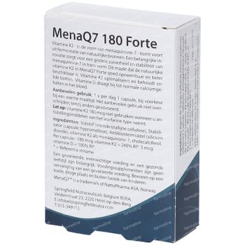 Springfield MenaQ7 Vitamine K2 Forte 180 mg 30 st