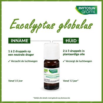 Phytosun Eucalyptus Globulus Essentiële Olie Bio 10 ml