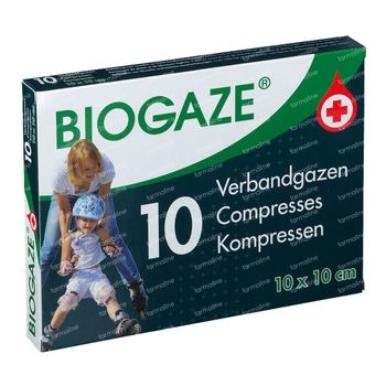 Biogaze Bandage 10x10cm - Plaies, Blessures légères et Brûlures Superficielles 10 pièces
