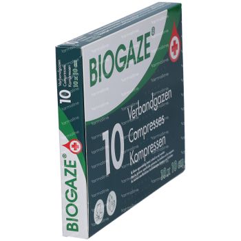 Biogaze Bandage 10x10cm - Plaies, Blessures légères et Brûlures Superficielles 10 pièces