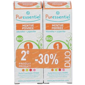 Puressentiel Huile Essentielle Menthe Poivrée Bio Duo 2x10 ml