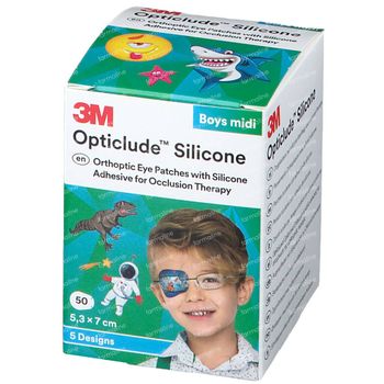 Opticlude Silicone Pansement Orthoptique Midi Boys 5,3cm x 7cm 2738PB50 50 st