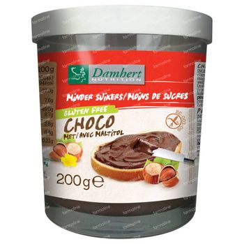 Damhert Moins de Sucres Pâte Chocolat Noisette avec Maltitol 200 g