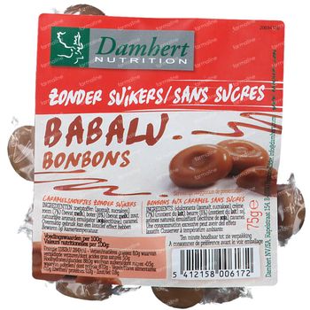 Damhert Babalu Bonbons au Beurre Sans Sucre 75 g