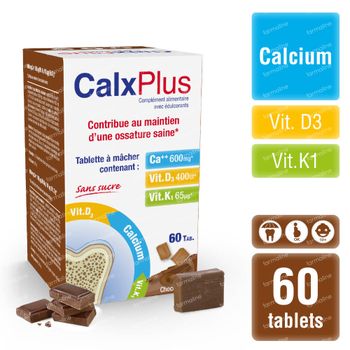 CalxPlus Bonbon Chocolat Sans Sucre 60 comprimés