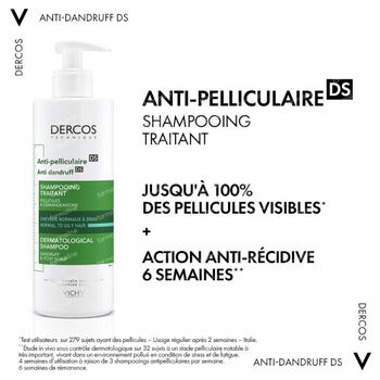 Vichy Dercos Anti-Pelliculaire DS Shampooing Traitant Cheveux Normaux à Gras 390 ml shampoing