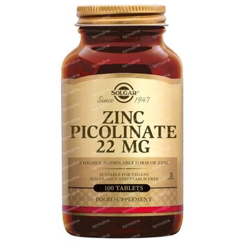 Solgar Zinc Picolinate 22Mg 100 tabletten