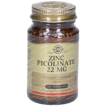 Solgar Zinc Picolinate 22Mg 100 comprimés