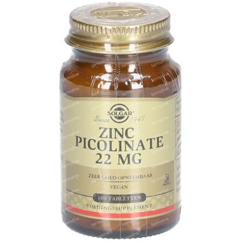 Solgar Zinc Picolinate 22Mg 100 tabletten