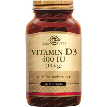Solgar Vitamine D-3 10MGC/400IU 100 gélules souples