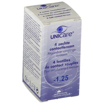 Unicare Souple Lentilles Mensuelles -1,25 4 st