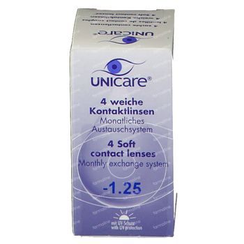 Unicare Souple Lentilles Mensuelles -1,25 4 st