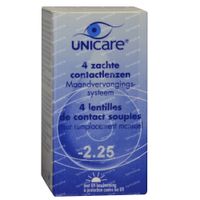 Unicare Souple Lentilles Mensuelles -2,25 4 lentilles