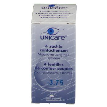 Unicare Souple Lentilles Mensuelles -3,75 4 lentilles