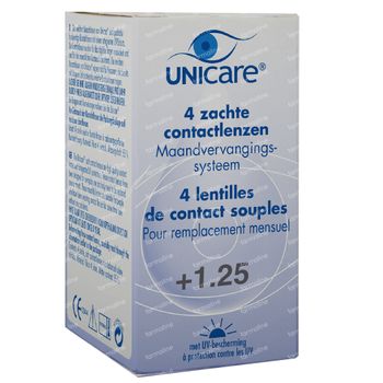 Unicare Souple Lentilles Mensuelles +1,25 4 st