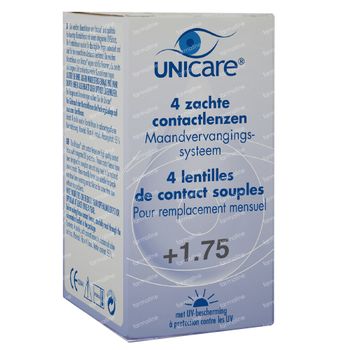 Unicare Souple Lentilles Mensuelles +1,75 4 st