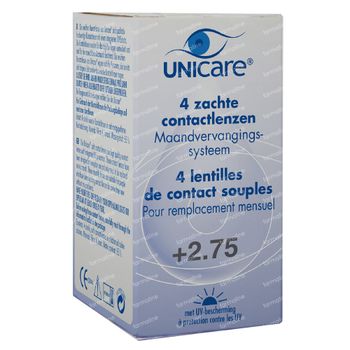 Unicare Souple Lentilles Mensuelles +2,75 4 st