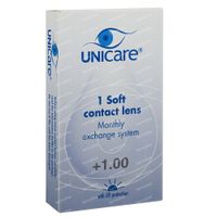 Unicare Souple Lentilles Mensuelles +1,00 1 lentilles