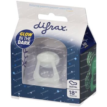 Difrax Sucette Dental Glow in the Dark 18 Moins+ 1 tétine