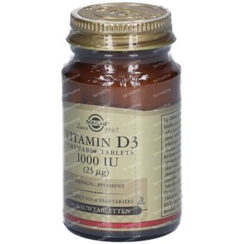 Solgar Vitamine D-3 25Mcg/1000 IU 100 comprimés à croquer