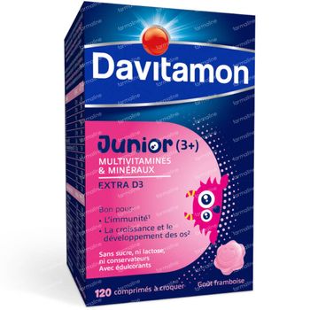 Davitamon Junior Framboos - Multivitamines vanaf 3 Jaar 120 kauwtabletten