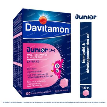 Davitamon Junior Framboise - Multivitamines à Partir de 3 Ans 120 comprimés à croquer