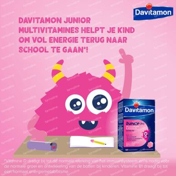 Davitamon Junior Framboos - Multivitamines vanaf 3 Jaar 120 kauwtabletten