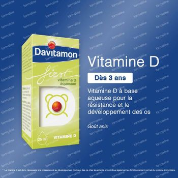 Davitamon First Vitamine D Aquosum - à Partir de 3 Ans, Goût Anis 25 ml