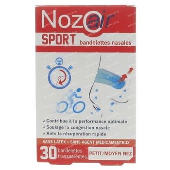 Nozoair Sport Bandelettes Nasales Small/Medium 30 st