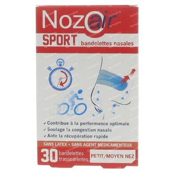 Nozoair Sport Bandelettes Nasales Small/Medium 30 st