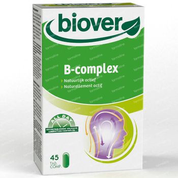 Biover Biover B-complex - Système Nerveux - Complément Alimentaire pour le Stress - avec Complexe de Vitamines B 45 comprimés
