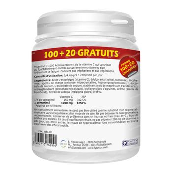 Fytostar Acerola C 1000 – Weerstand – Vegan - Vitamine C 120 kauwtabletten