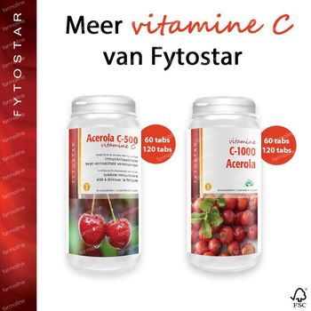 Fytostar Acerola C 1000 – Weerstand – Vegan - Vitamine C 120 kauwtabletten