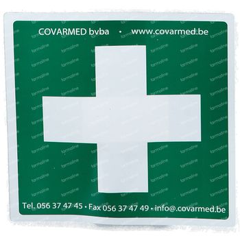 Autocollant Croix Vert Blanc Premiers Secours 10x10 cm 1 st