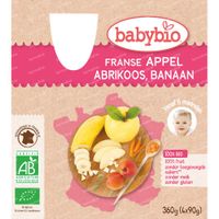 Babybio Franse Appel, Abrikoos en Banaan – Biologische Babyvoeding – Knijpfruit – Vanaf 6 Maanden 4x90 g