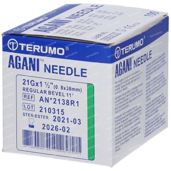 Terumo Agani™ 21g Ø 0.8mm - 38mm 100 naalden