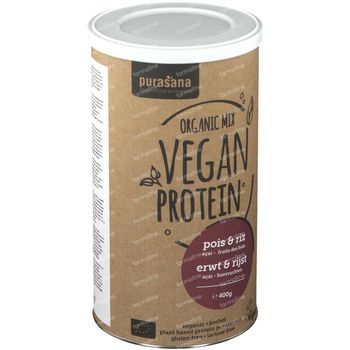 Purasana Vegan Protein Mix Erwt - Rijst - Bosvruchten - Açai Bio 400 g