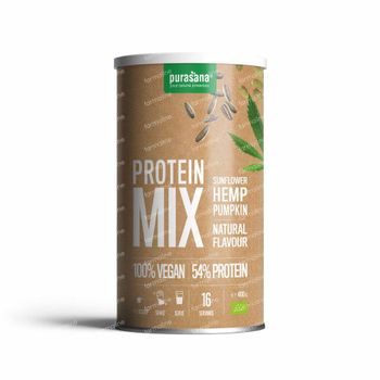 Purasana Vegan Protein Mix Pompoen - Zonnebloempit - Hennepzaad Naturel Bio 400 g