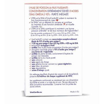 WHC UNOCARDIO Oméga3 à forte dose X2 60 gélules souples
