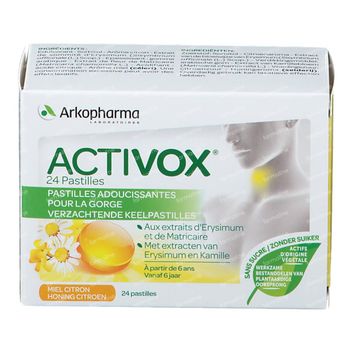 Activox Pastilles Honing - Citroen zonder Suiker 24 zuigtabletten