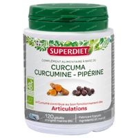Superdiet Kurkuma - Curcumine - Piperine Bio 120 capsules