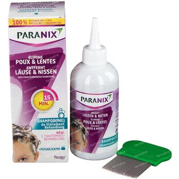 Paranix Shampooing de Traitement Anti-Poux et Anti-lentes 200 ml + Peigne 1 set