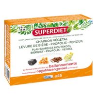 Superdiet Charbon Végétal - Levure de Bière - Propolis - Fenouil 45 capsules