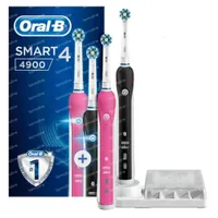 fontein Vooravond infrastructuur Oral-B Smart 4 4900 Elektrische Tandenborstel Zwart & Roze DUO 1 set hier  online bestellen | FARMALINE.be